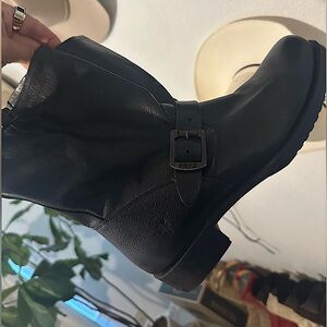 Black genuine leather Frye Moto Boots
